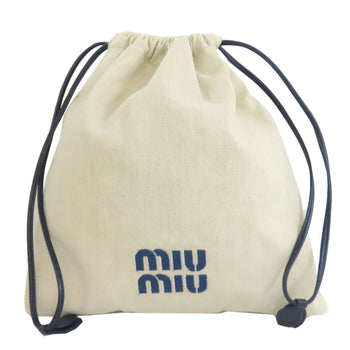 Miumiu Accessory Pouch Canvas Beige Drawstring Pouch