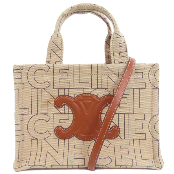 Celine Handbag Canvas Brown Kabatais Macadam 2Way