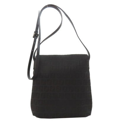 Fendi Shoulder Bag Canvas Black Zucca Pattern
