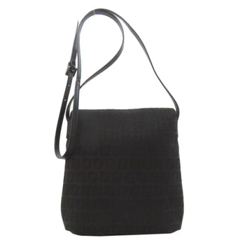 Fendi Shoulder Bag Canvas Black Zucca Pattern
