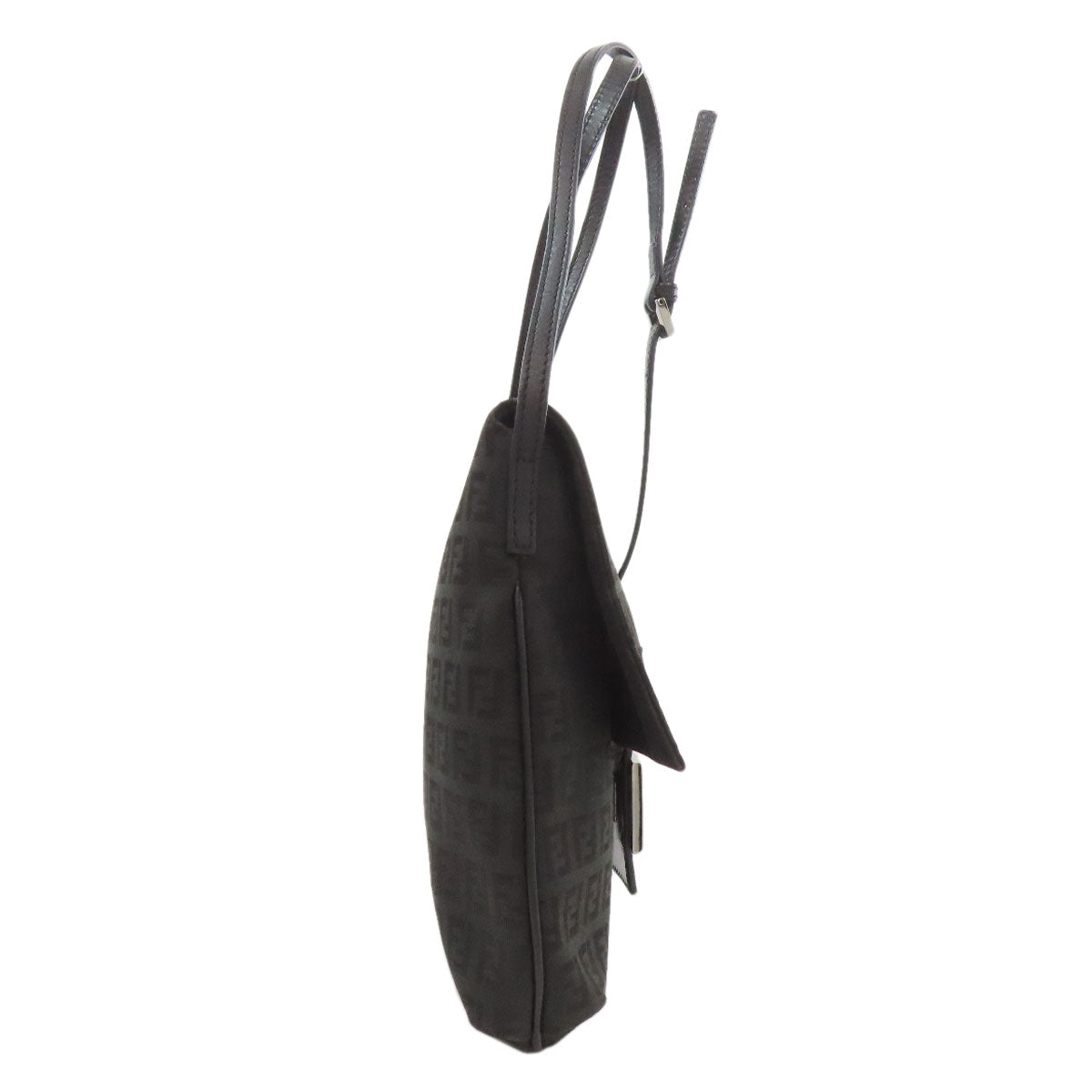 Fendi Shoulder Bag Canvas Black Zucca Pattern
