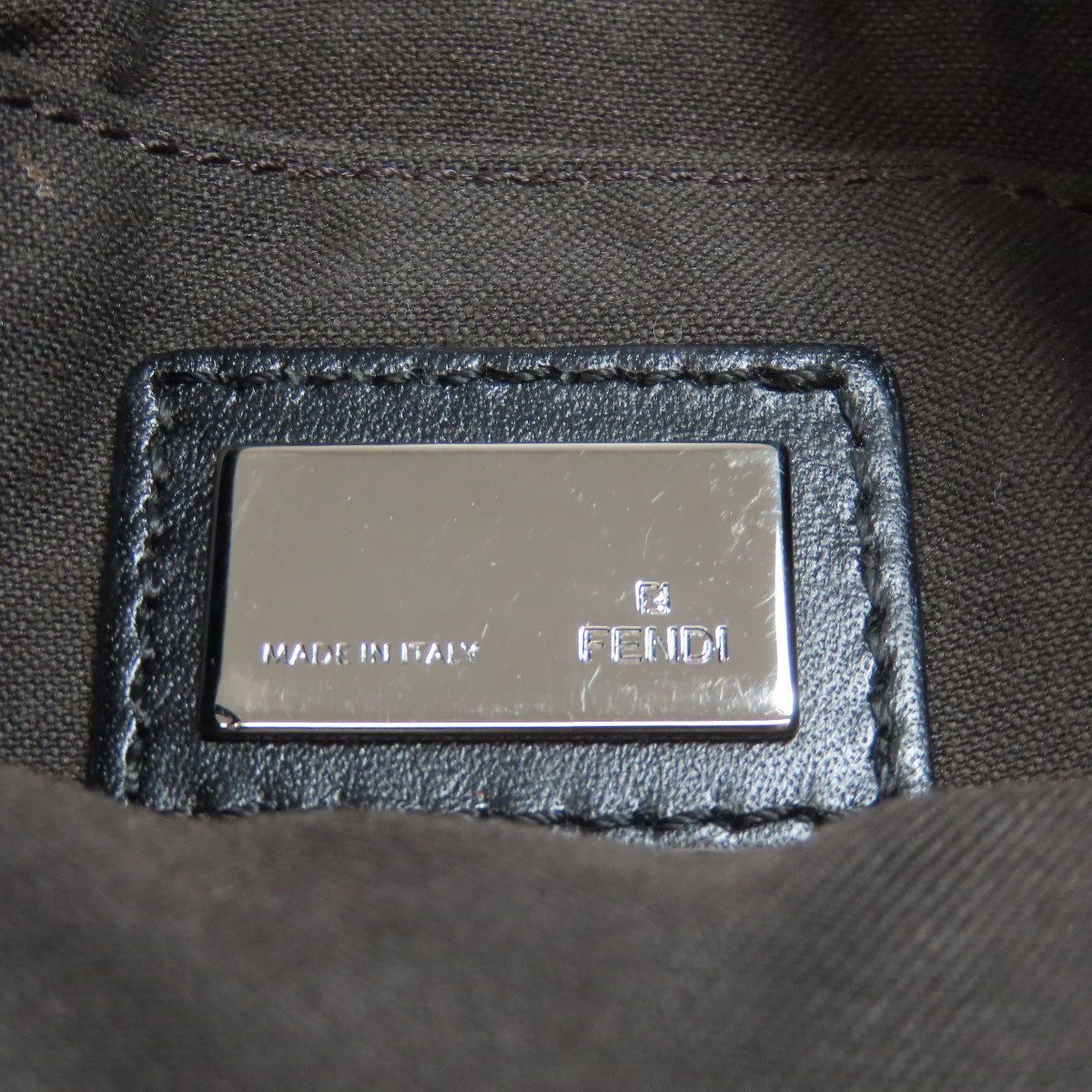 Fendi Shoulder Bag Canvas Black Zucca Pattern