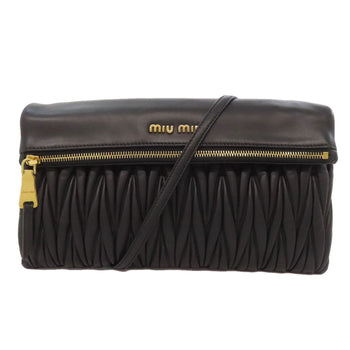 Miumiu Clutch Bag Rp0385 Leather Black Materasse 2Way