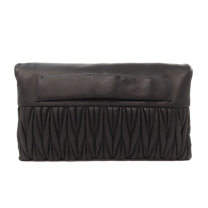Miumiu Clutch Bag Rp0385 Leather Black Materasse 2Way