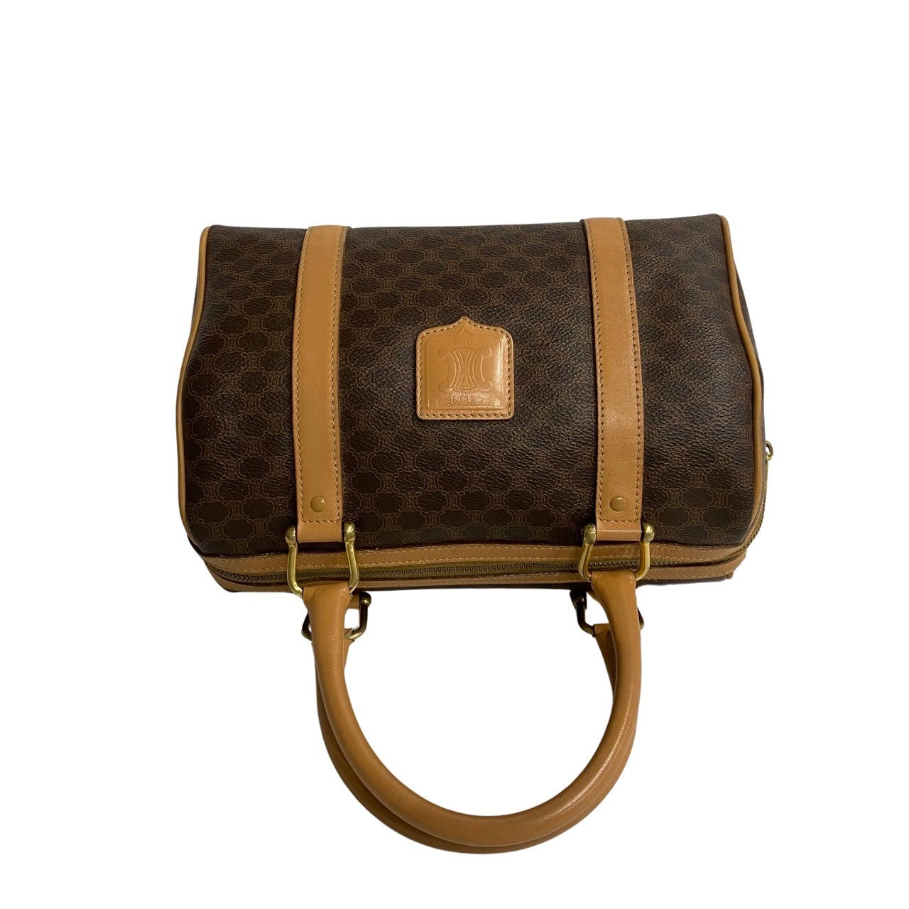 Celine Handbag Leather, Pvc Brown Macadam Blason Triomphe Pattern Women(Unisex)