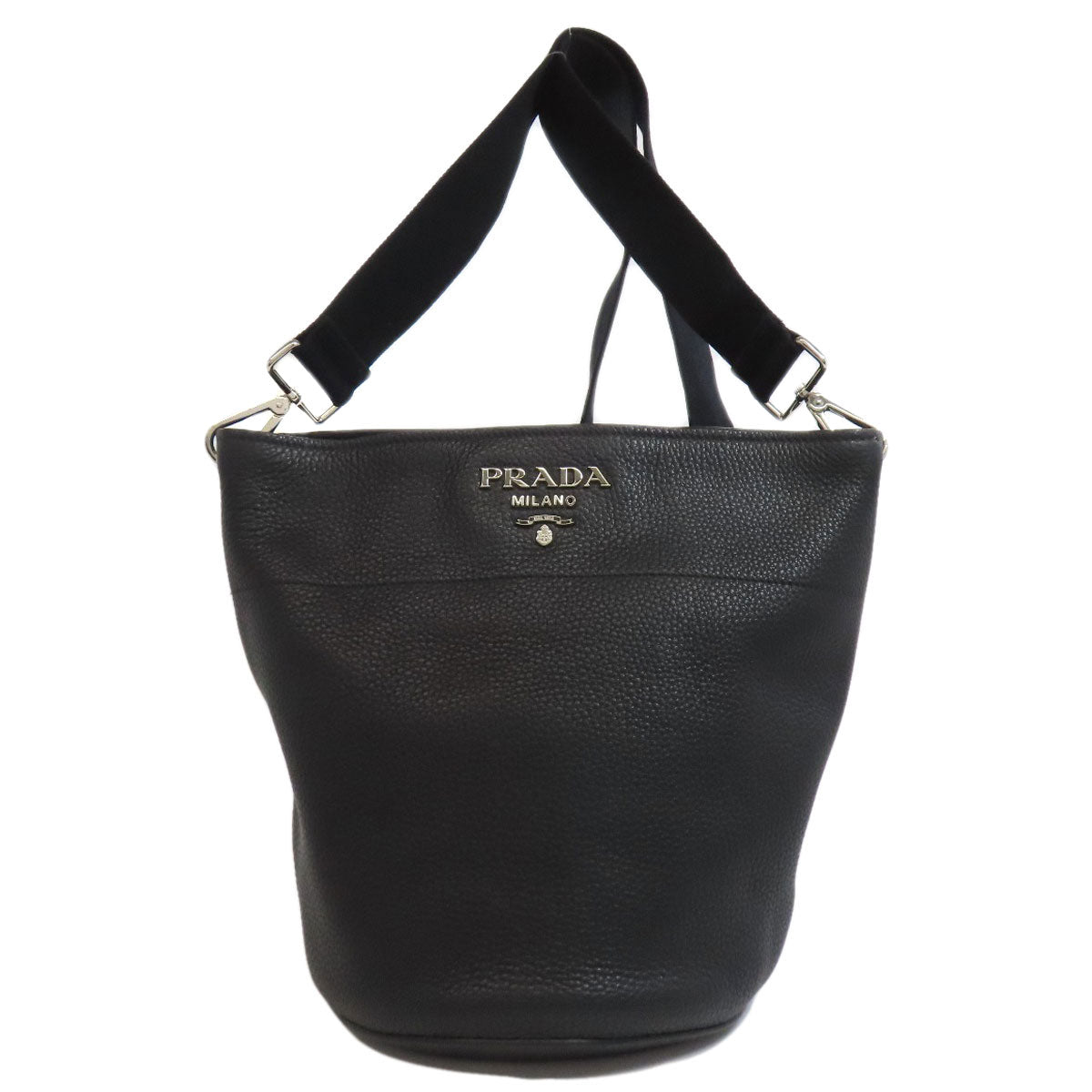 Prada Shoulder Bag 1Be012 Calfskin Black Long Shoulder