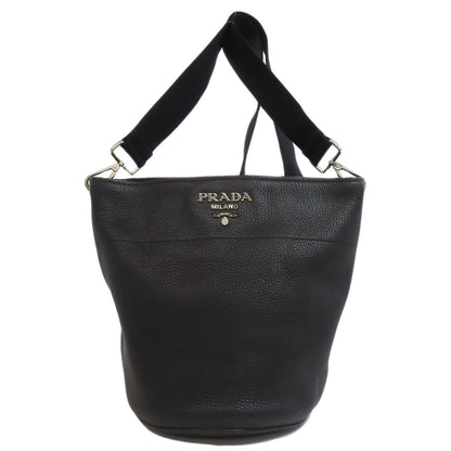 Prada Shoulder Bag 1Be012 Calfskin Black Long Shoulder
