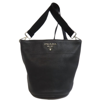 Prada Shoulder Bag 1Be012 Calfskin Black Long Shoulder