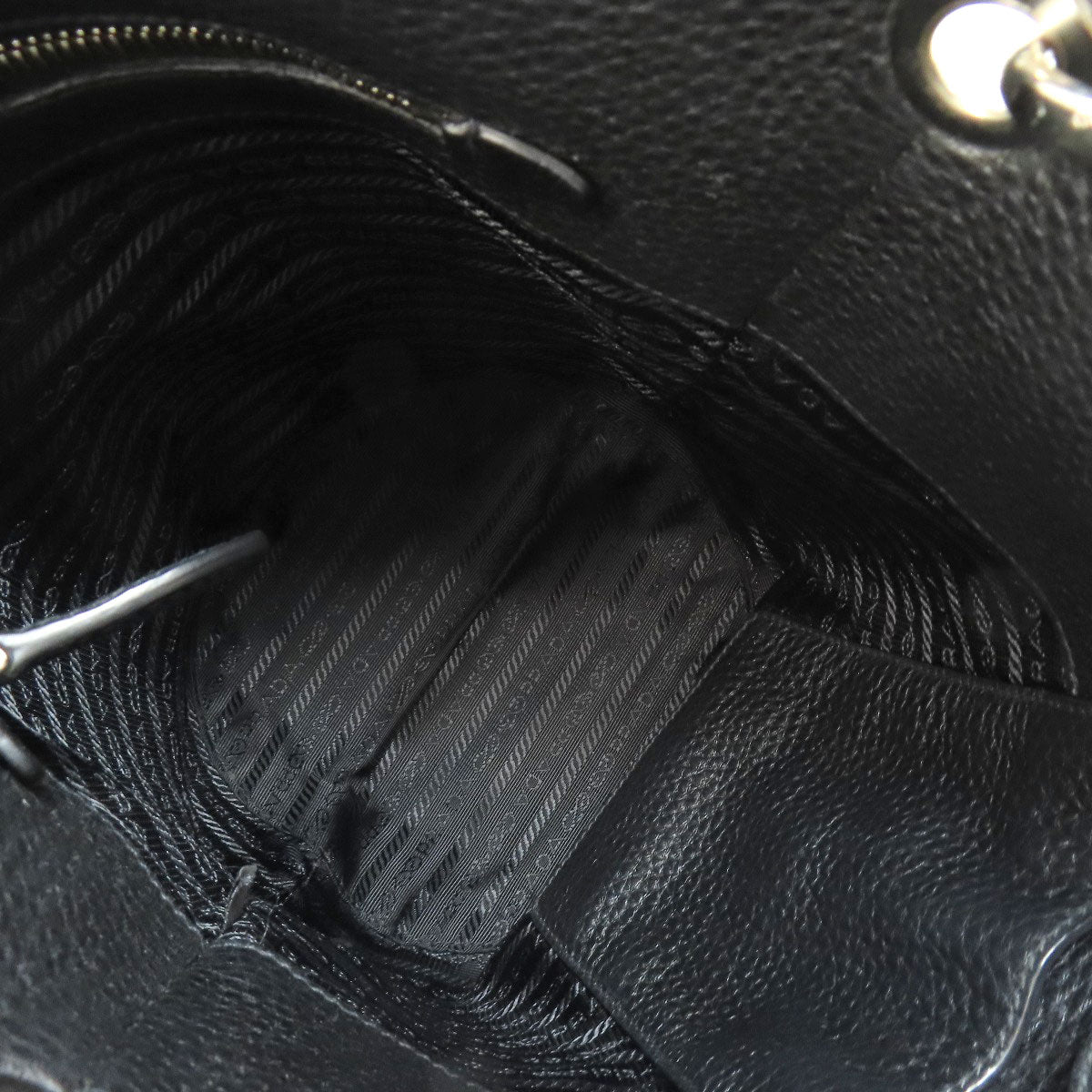 Prada Shoulder Bag 1Be012 Calfskin Black Long Shoulder