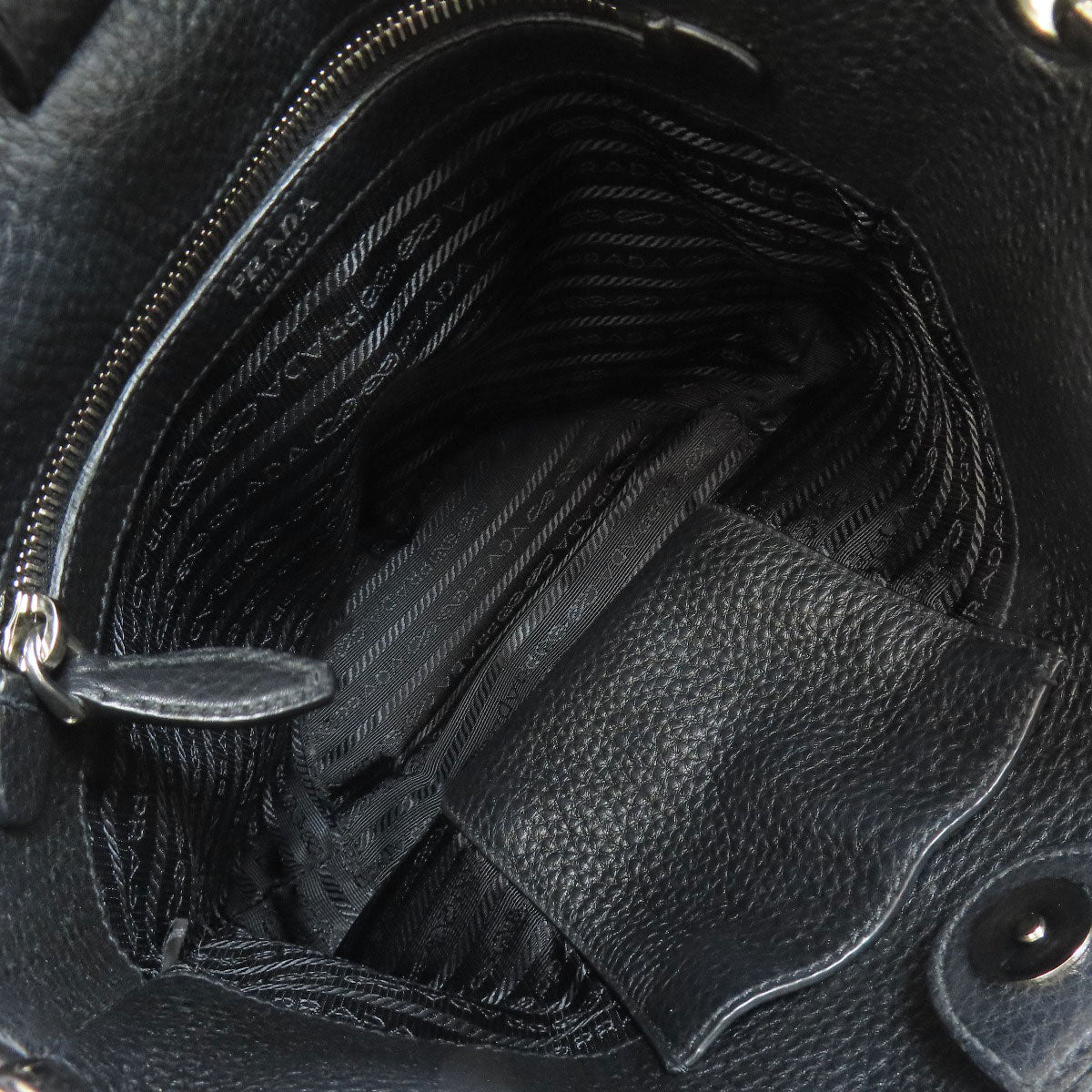 Prada Shoulder Bag 1Be012 Calfskin Black Long Shoulder
