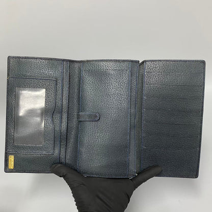 Gucci Long Wallet Purse Leather, Pvc Navy Sherry Line Micro Gg Women