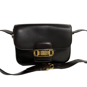 Celine Shoulder Bag Leather Brown Horsebit Women
