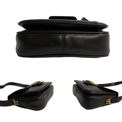 Celine Shoulder Bag Leather Brown Horsebit Women