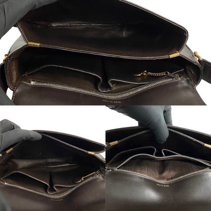 Celine Shoulder Bag Leather Brown Horsebit Women