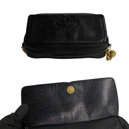 Chanel Shoulder Bag Matt Caviar Skin Black Women