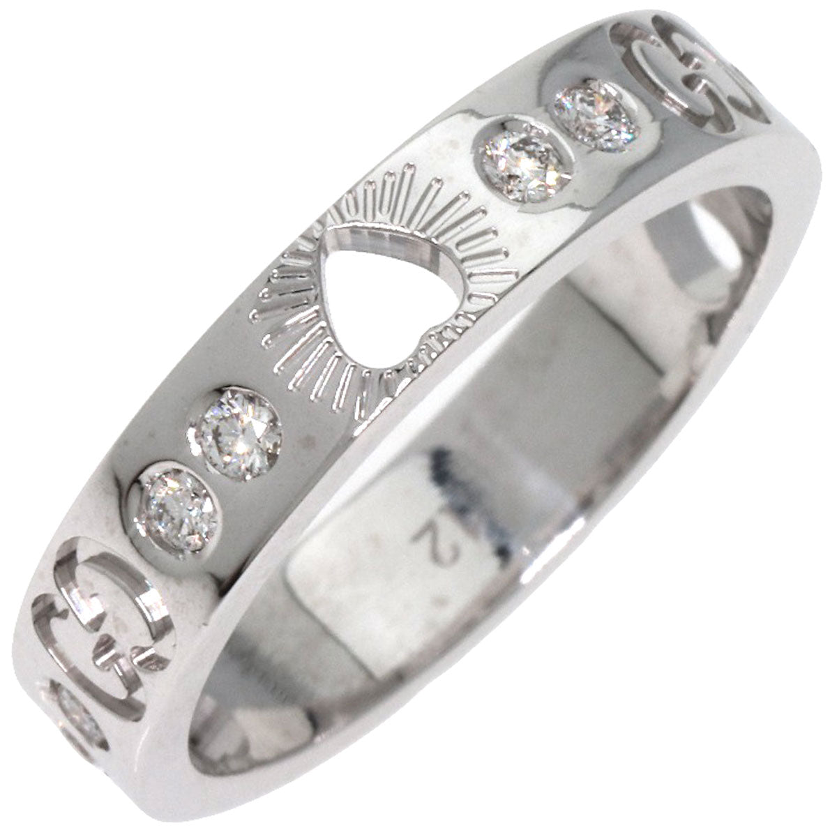 Gucci Ring K18Wg Silver Icon Heart Diamond #12