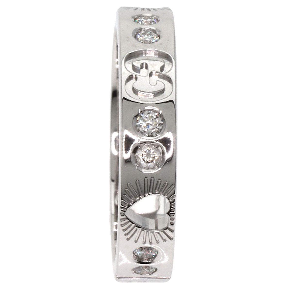 Gucci Ring K18Wg Silver Icon Heart Diamond #12