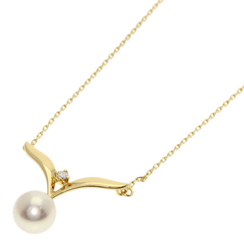 Mikimoto Necklace 18K Yellow Gold Gold Pearl Pearl Diamond