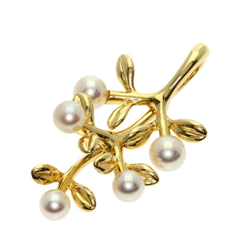 Mikimoto Pendant Top 18K Yellow Gold Gold Olive Pearl Swing
