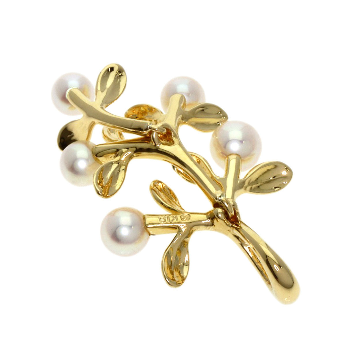 Mikimoto Pendant Top 18K Yellow Gold Gold Olive Pearl Swing
