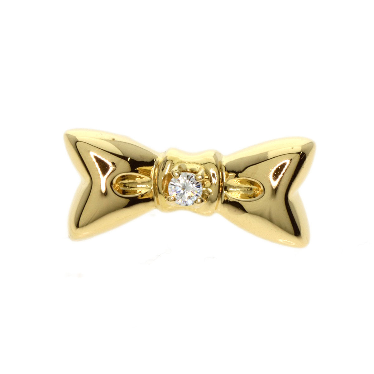 Mikimoto Pendant Top 18K Yellow Gold Gold Ribbon Diamond
