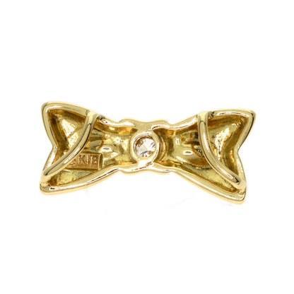 Mikimoto Pendant Top 18K Yellow Gold Gold Ribbon Diamond