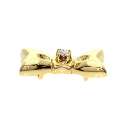 Mikimoto Pendant Top 18K Yellow Gold Gold Ribbon Diamond