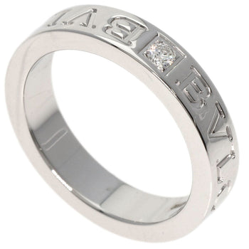 Bvlgari Ring K18Wg Silver Double Logo Diamond Women