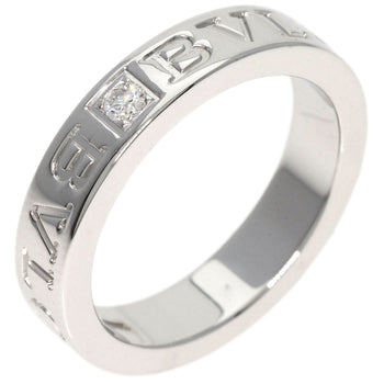 Bvlgari Ring K18Wg Silver Double Logo Diamond Women