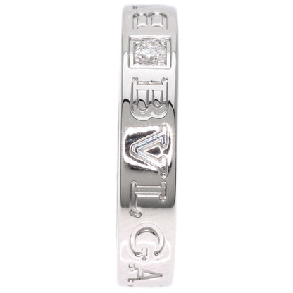 Bvlgari Ring K18Wg Silver Double Logo Diamond Women