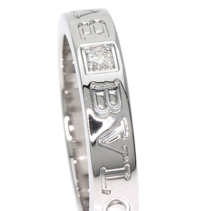 Bvlgari Ring K18Wg Silver Double Logo Diamond Women
