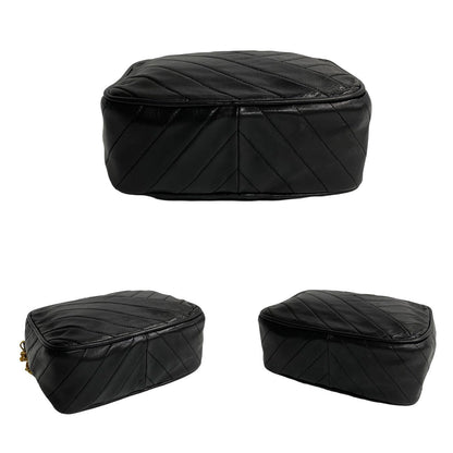 Chanel Shoulder Bag Lambskin Black Matrasse