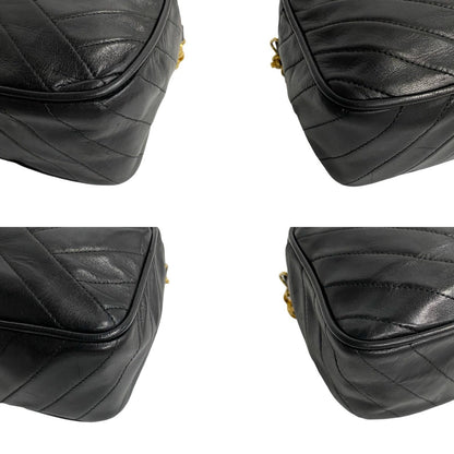 Chanel Shoulder Bag Lambskin Black Matrasse
