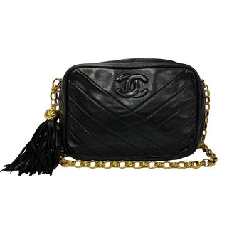 Chanel Shoulder Bag Lambskin Black Matrasse