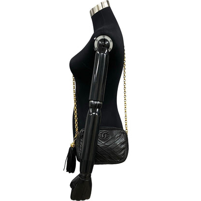 Chanel Shoulder Bag Lambskin Black Matrasse