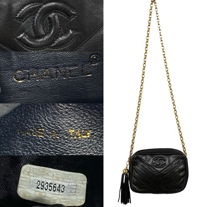 Chanel Shoulder Bag Lambskin Black Matrasse