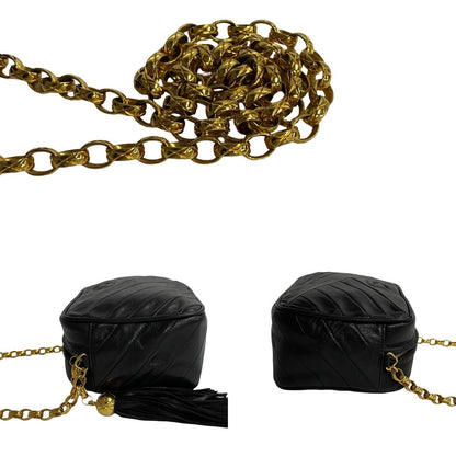 Chanel Shoulder Bag Lambskin Black Matrasse