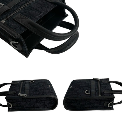 Dior Shoulder Bag Canvas, Leather Black Oblique Pattern North South Women(Unisex)