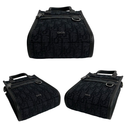 Dior Shoulder Bag Canvas, Leather Black Oblique Pattern North South Women(Unisex)