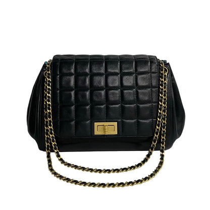 Chanel Shoulder Bag Lambskin Black 2.55 Chocolate Bar Women