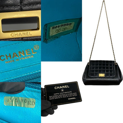 Chanel Shoulder Bag Lambskin Black 2.55 Chocolate Bar Women