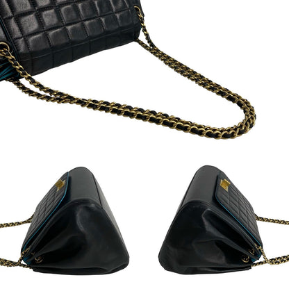 Chanel Shoulder Bag Lambskin Black 2.55 Chocolate Bar Women
