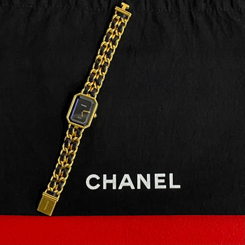 Chanel Watches Quartz Gold Plated, Leather Gold Quartz Premiere M Women L