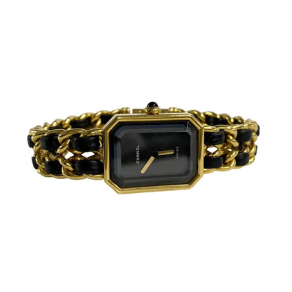 Chanel Watches Quartz Gold Plated, Leather Gold Quartz Premiere M Women L