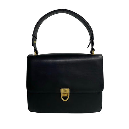 Celine Shoulder Bag Leather Black Triomphe Logo Metal Women