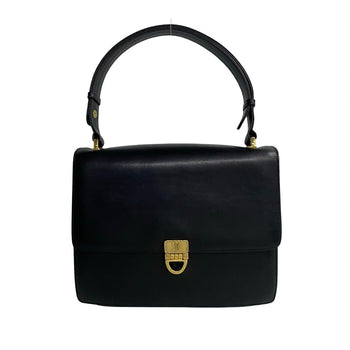 Celine Shoulder Bag Leather Black Triomphe Logo Metal Women