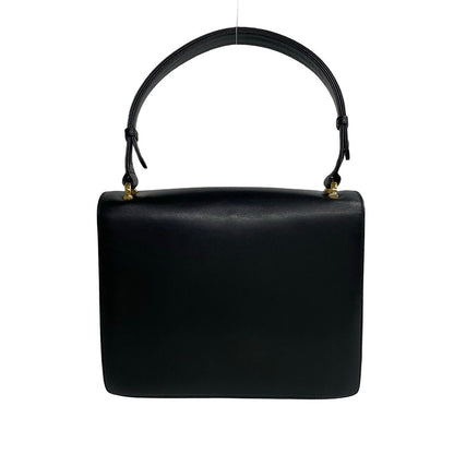 Celine Shoulder Bag Leather Black Triomphe Logo Metal Women