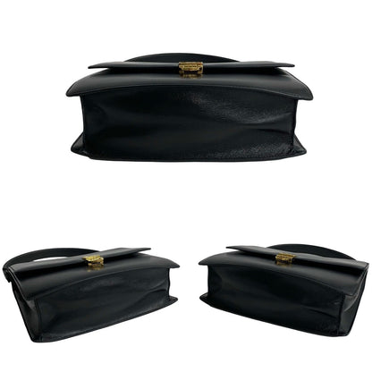 Celine Shoulder Bag Leather Black Triomphe Logo Metal Women
