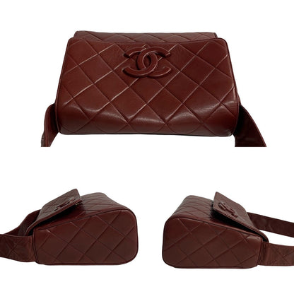Chanel Shoulder Bag Lambskin Red Coco Mark Matrasse Women