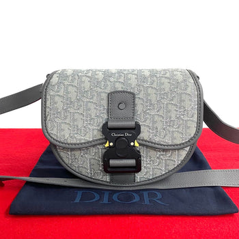 Dior Shoulder Bag Canvas Gray Oblique Gallop